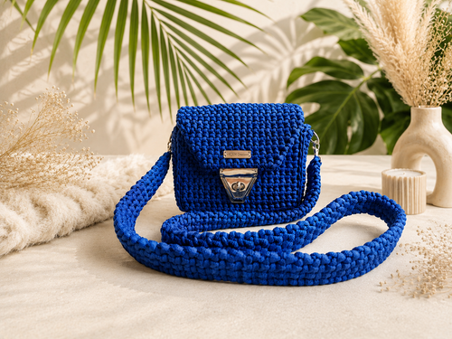 Azure Élégance sac bandoulière bleu royal crochet fait main ArtemCréations