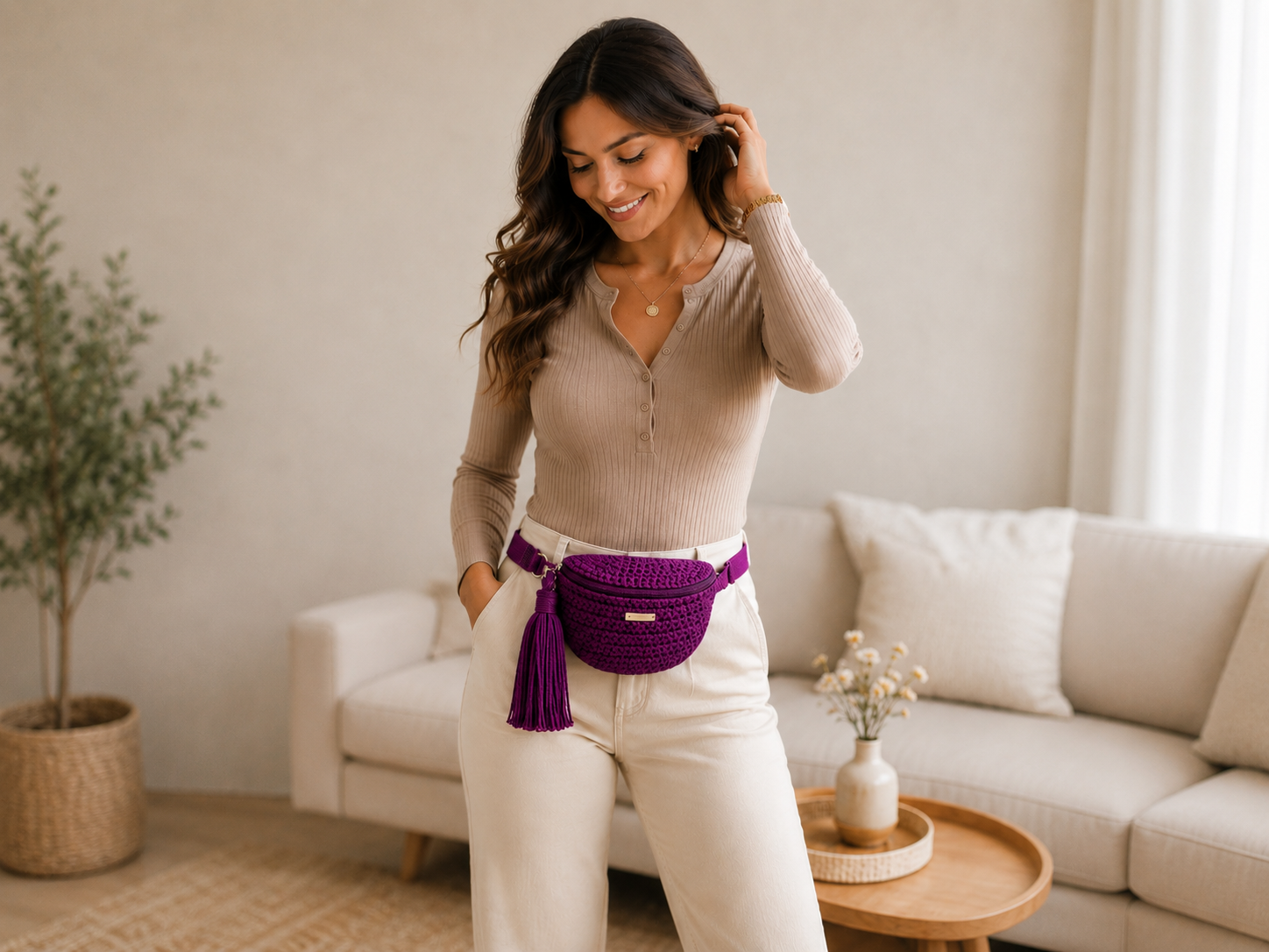 Iris sac banane prune impériale pièce unique