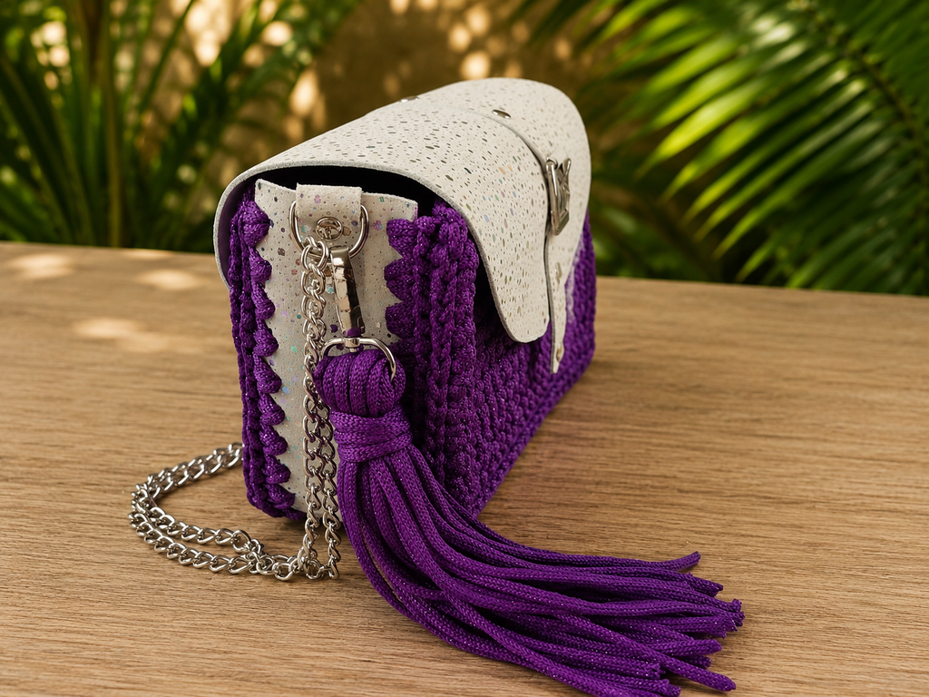 Luna Éclat sac violet pailleté vue de face