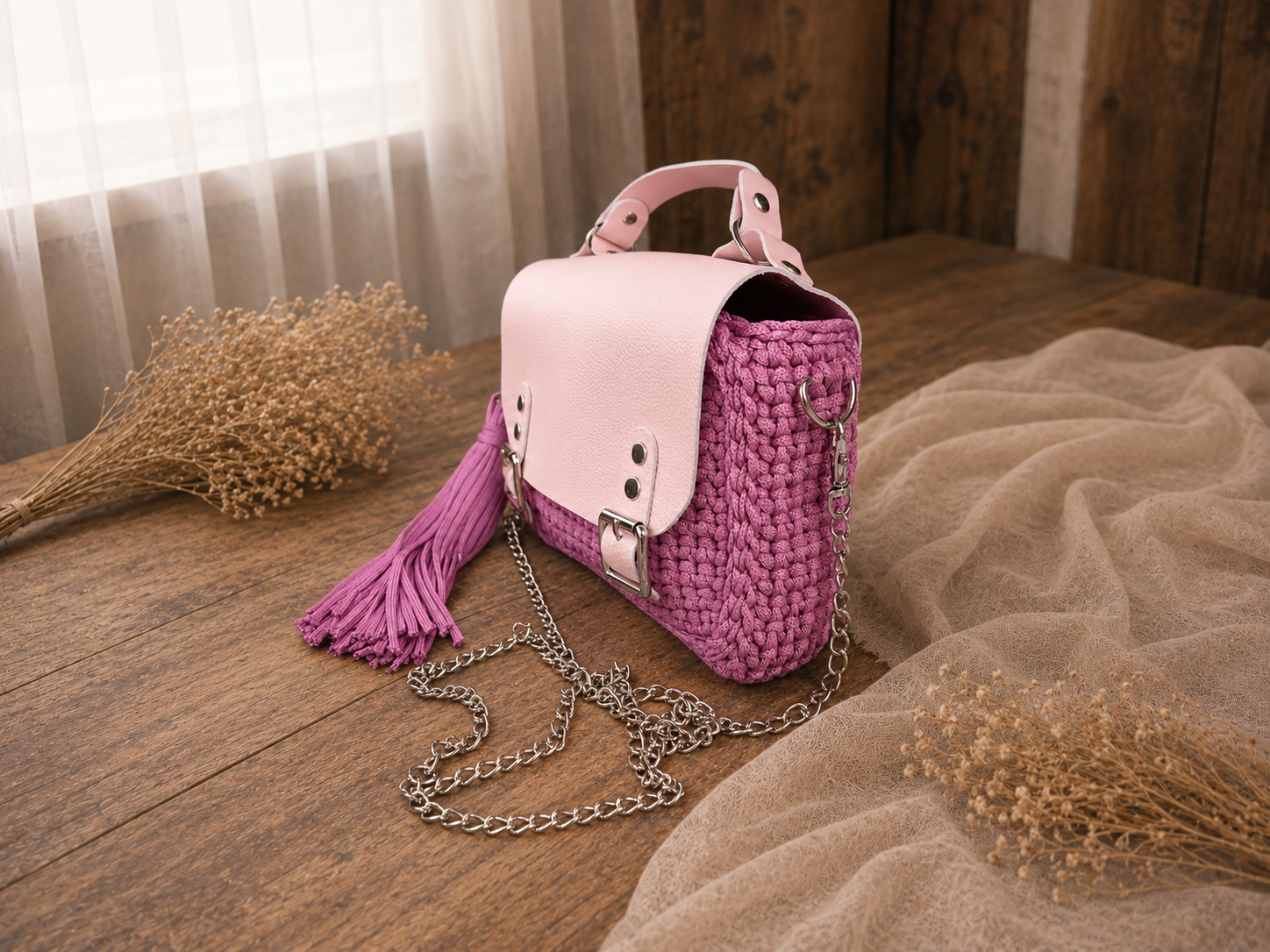 Éclat Lilas sac bandoulière détail crochet artisanal