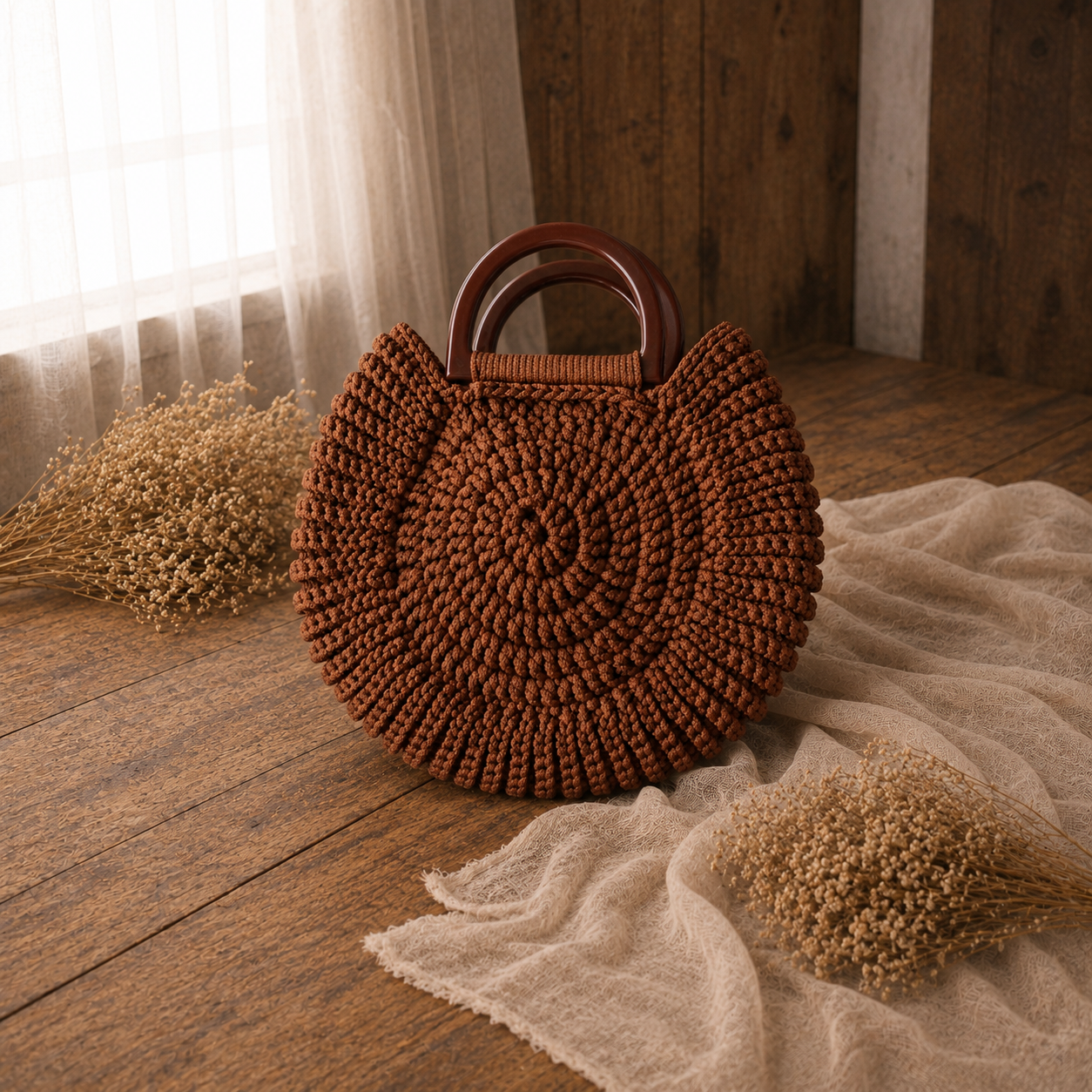 Fleur d Ambre sac cabas vue de côté artisanal