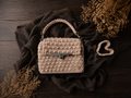 Auréline sac bandoulière beige biscuit chaîne argentée crochet fait main ArtemCréations