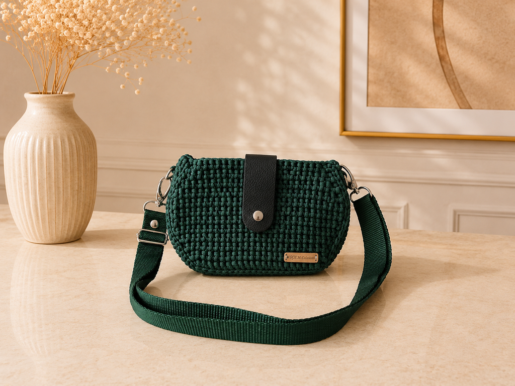 Émeraude Élégance sac banane vert émeraude crochet fait main ArtemCréations
