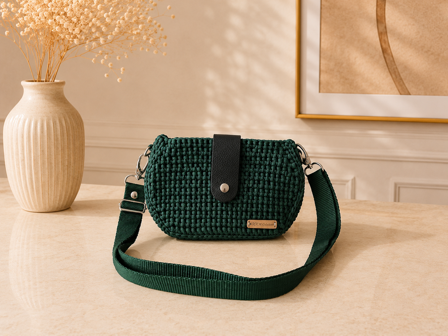 Émeraude Élégance sac banane vert émeraude crochet fait main ArtemCréations