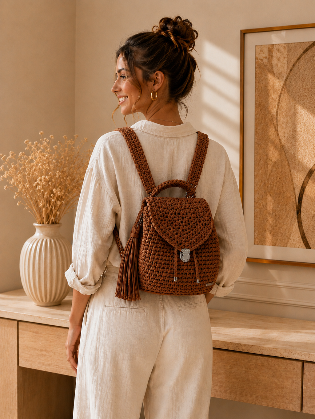 Miloé sac à dos marron cannelle pièce unique