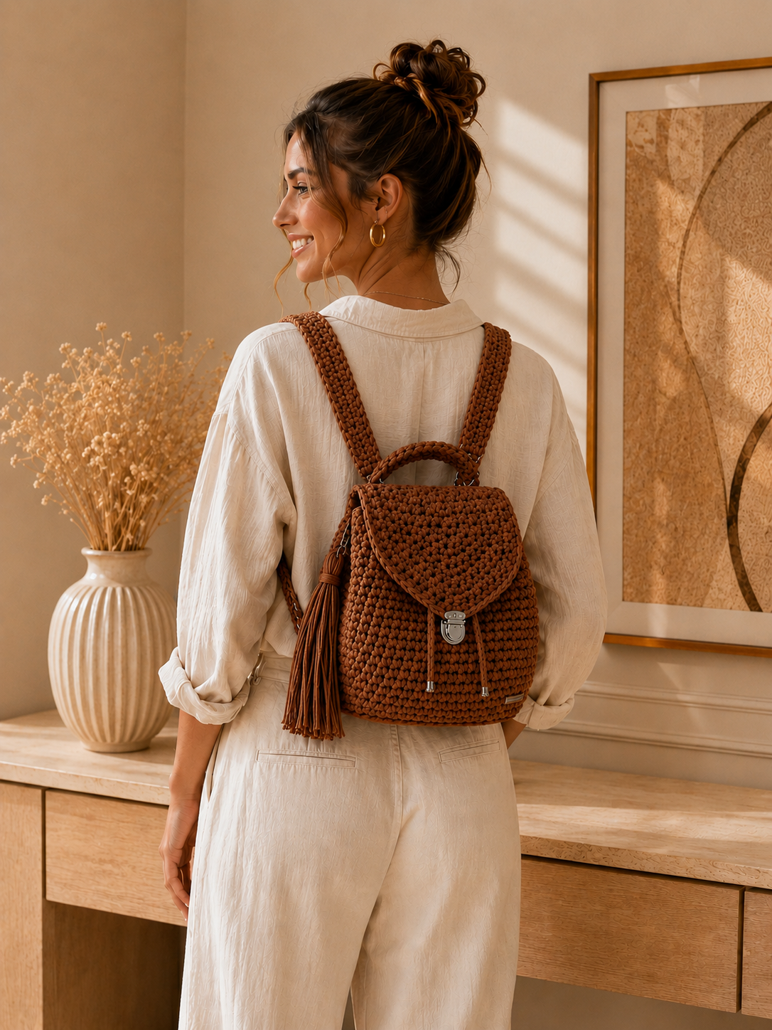 Miloé sac à dos marron cannelle pièce unique