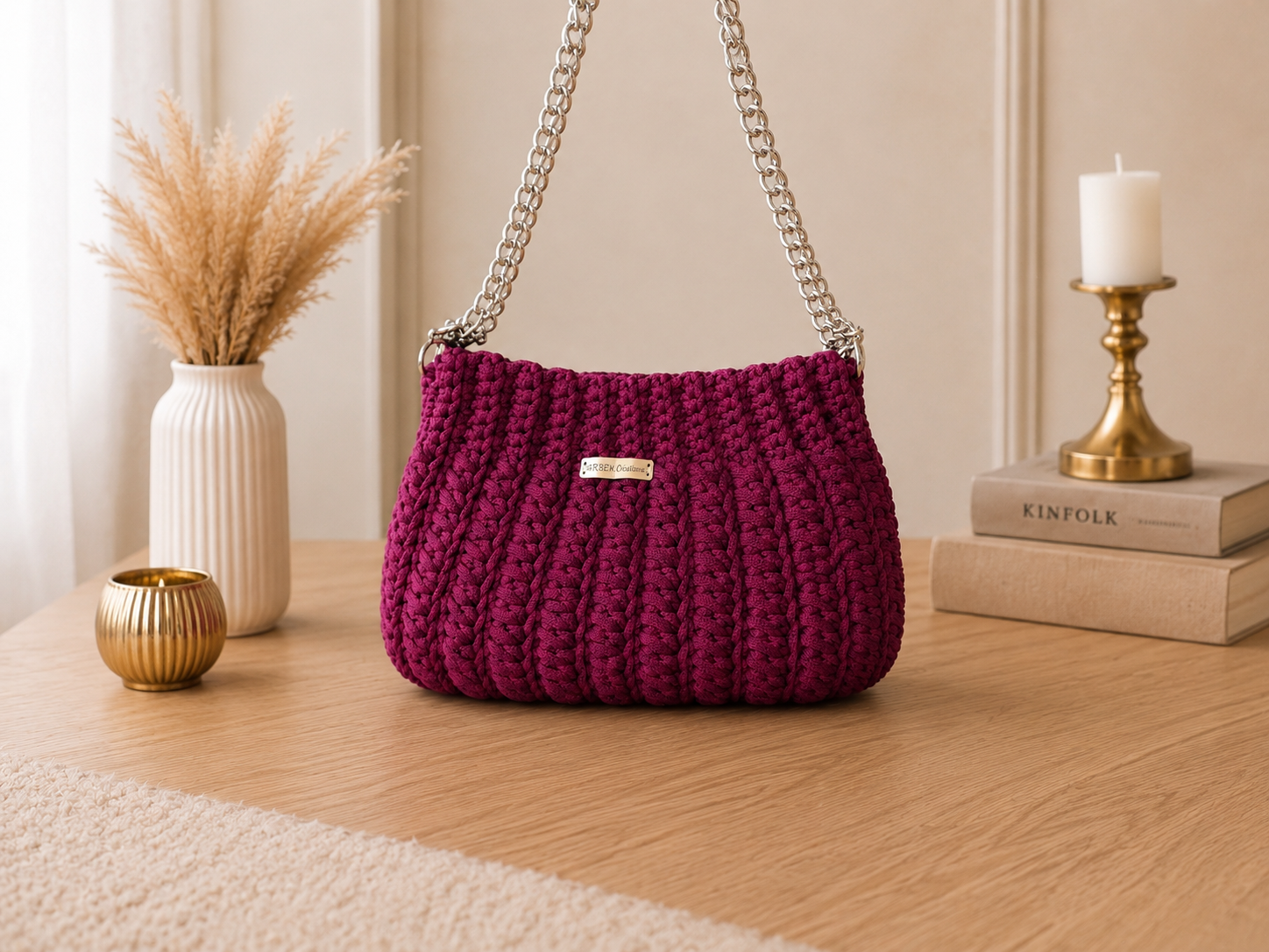 Aveline sac bandoulière élégance vine rouge crochet fait main ArtemCréations